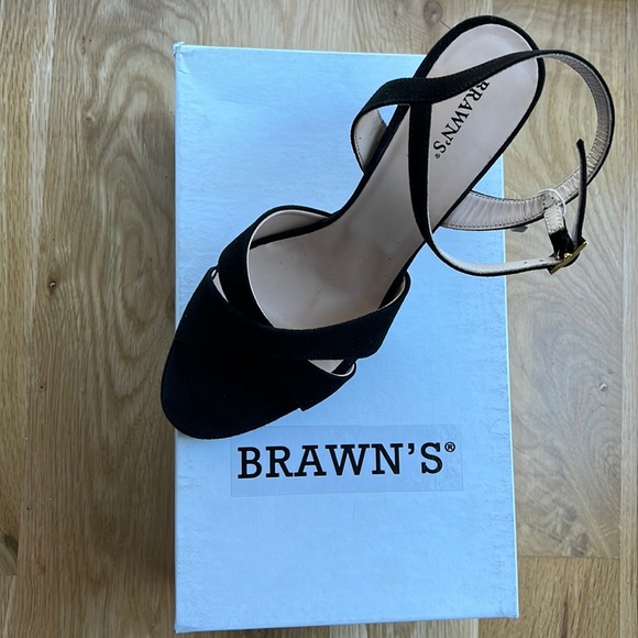 NWT SUPER COMFY Brawn’s women’s platform suede sandals. Black. Size 10. UK 40. - Picture 10 of 11